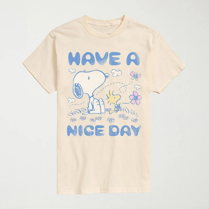 Novelty Mens Crew Neck Short Sleeve Regular Fit Peanuts Snoopy Graphic T-Shirt