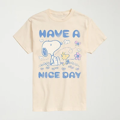 Novelty Mens Crew Neck Short Sleeve Regular Fit Peanuts Snoopy Graphic T-Shirt