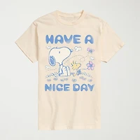 Novelty Mens Crew Neck Short Sleeve Regular Fit Peanuts Snoopy Graphic T-Shirt