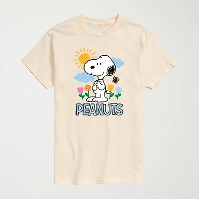 Novelty Mens Crew Neck Short Sleeve Regular Fit Peanuts Snoopy Graphic T-Shirt