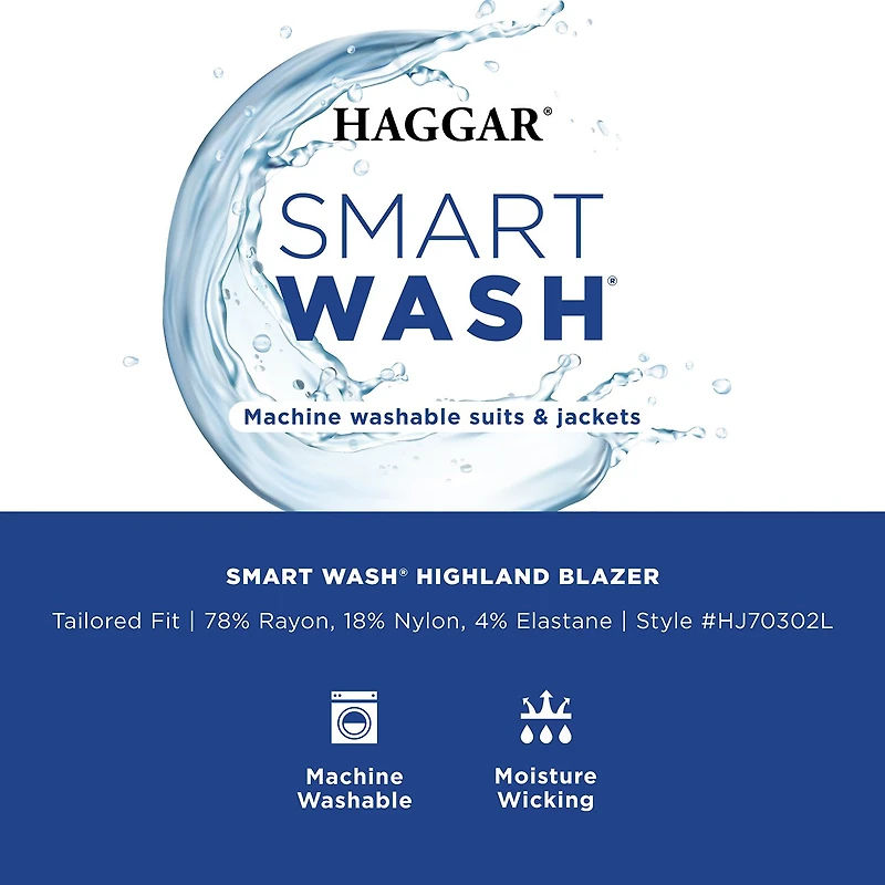 Haggar Smart Wash Tailored Highland Mens Stretch Fabric Modern Fit Blazer