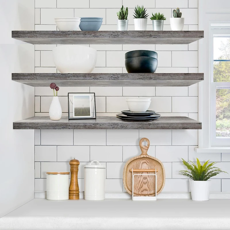 Sorbus 47" Floating 2-Shelf with Baskets