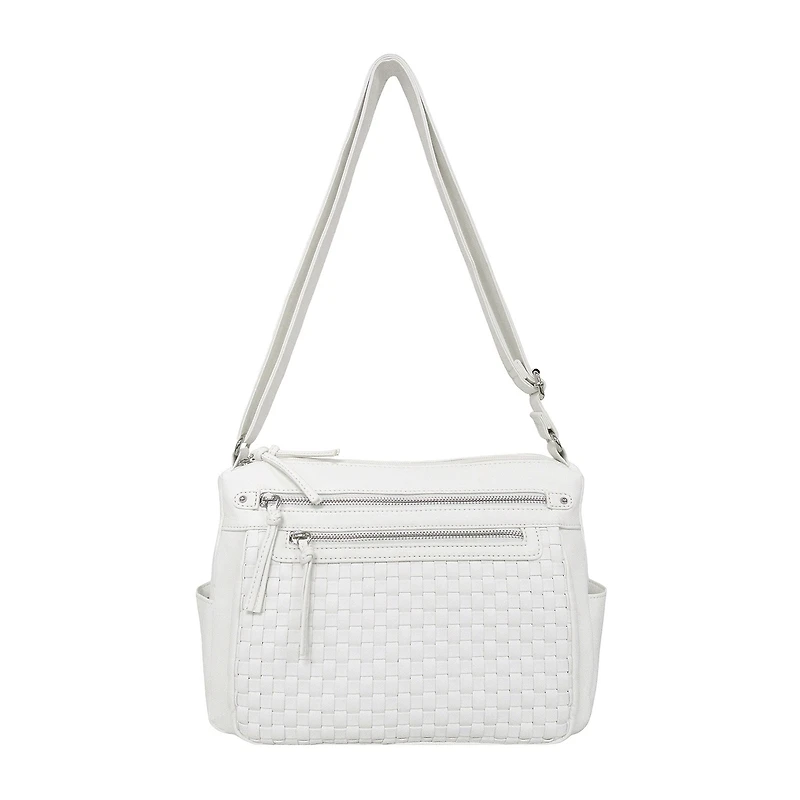 Bueno of California Double Zip Medium Crossbody With Woven Pockets Crossbody Bag
