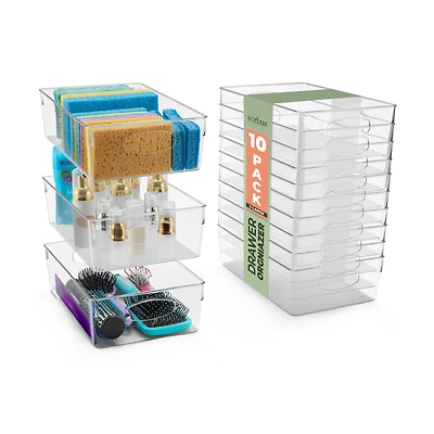 Sorbus 10 Pack Xlarge Clear Plastic Bins With Handle - 10-pc. Storage Bin