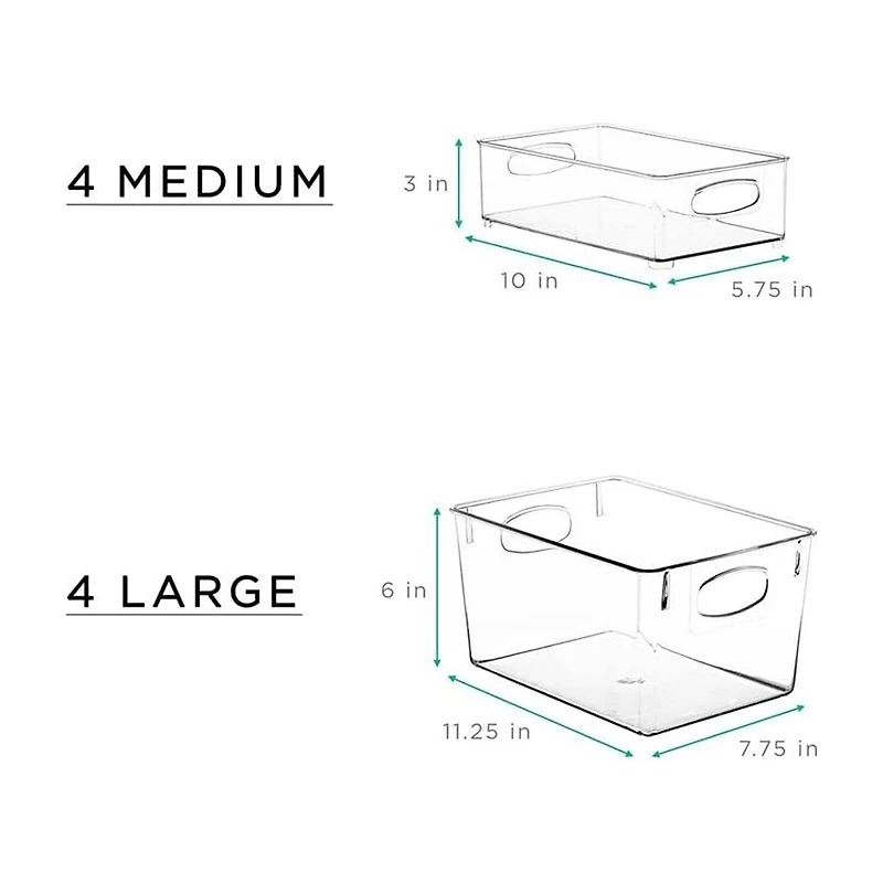 Sorbus Clear Plastic 8-pc. Storage Bin