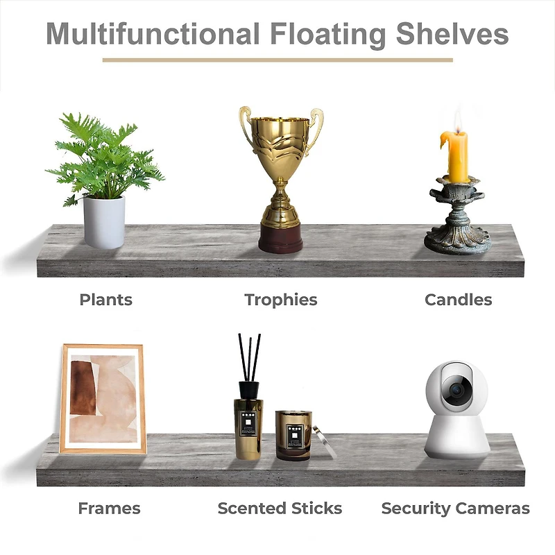 Sorbus 35" Floating 3-Shelf with Baskets