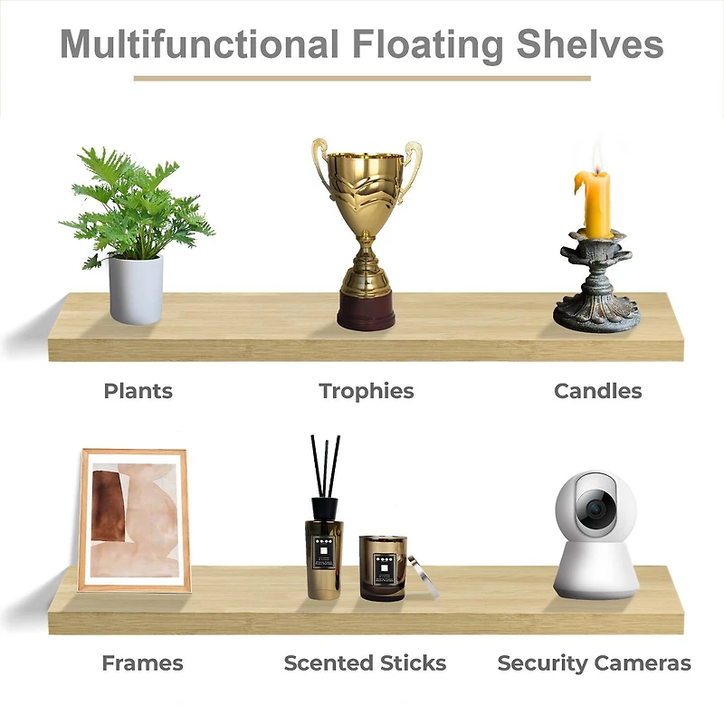 Sorbus 35" Floating Wall 2-Shelf with Baskets