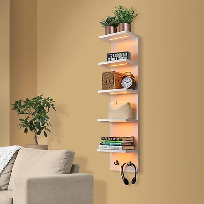 Sorbus Floating Led Lights 5-Shelf with Baskets