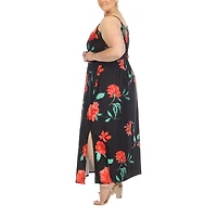 White Mark Womens Plus Sweetheart Neck Sleeveless Maxi Dress