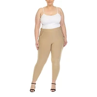 White Mark Womens Plus Ankle Mid Rise Pull-On Pant