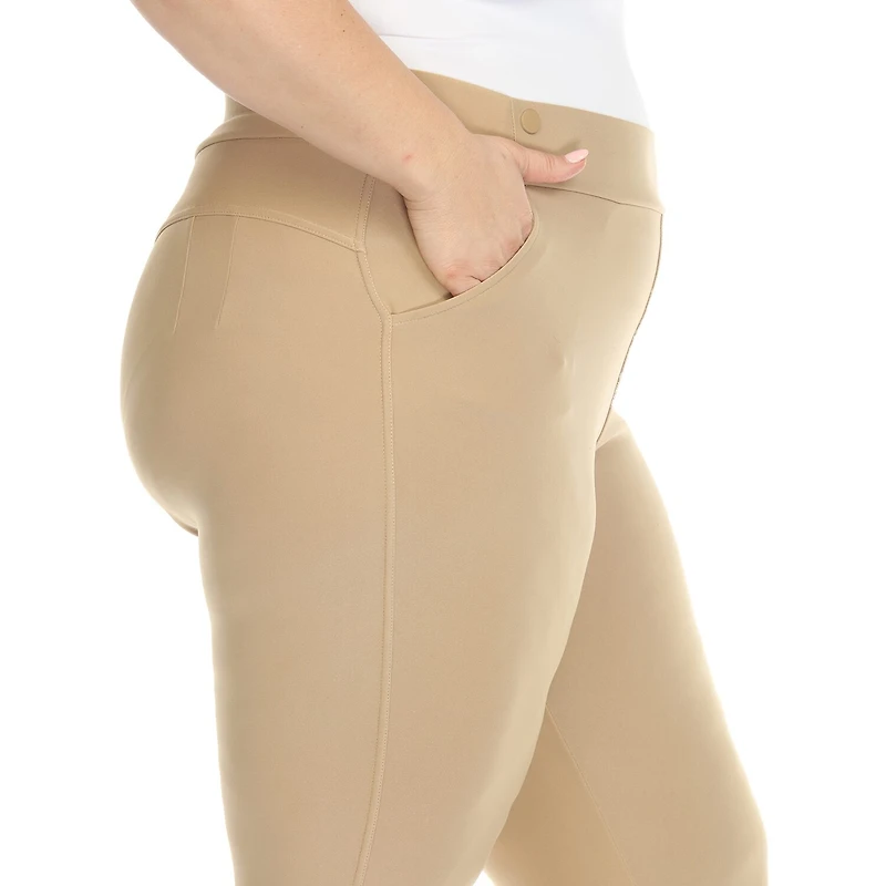 White Mark Womens Plus Ankle Mid Rise Pull-On Pant