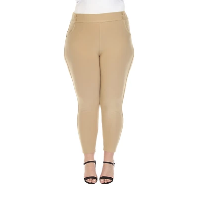 White Mark Womens Plus Ankle Mid Rise Pull-On Pant