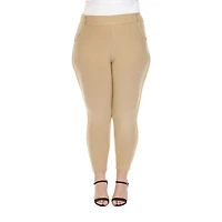 White Mark Womens Plus Ankle Mid Rise Pull-On Pant