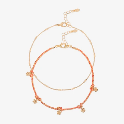 Bijoux Bar Delicates Womens 7.5 Inch Solid Link Flower Ankle Bracelet
