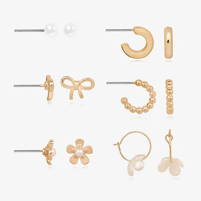 Bijoux Bar Womens Flower 6 Pair Earring Set