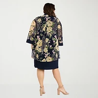 R & M Richards Womens Plus Floral Jacket Dress