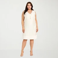 R & M Richards Womens Plus Jacket Dress With Removable Necklace