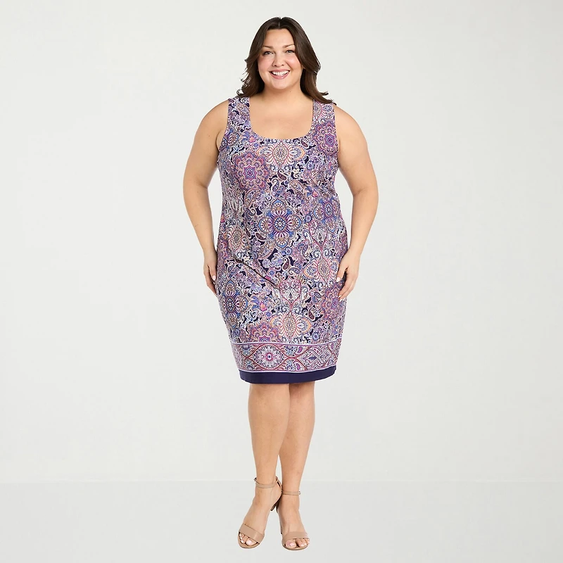R & M Richards Womens Plus Paisley Jacket Dress
