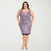 R & M Richards Womens Plus Paisley Jacket Dress