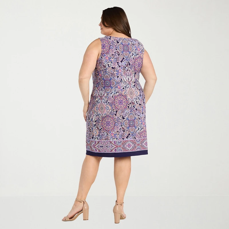 R & M Richards Womens Plus Paisley Jacket Dress