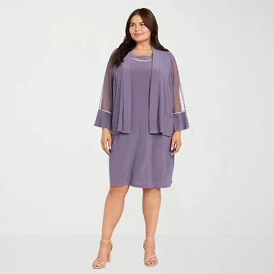 R & M Richards Womens Plus Jacket Dress