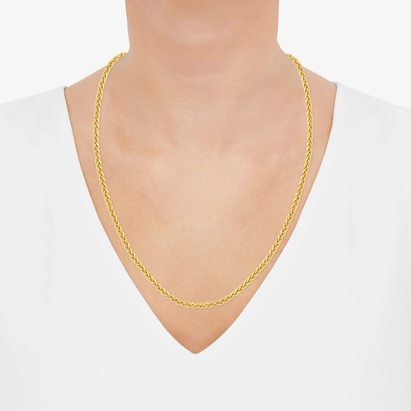 Womens 10K Gold 24 Inch Wheat Chain Necklace