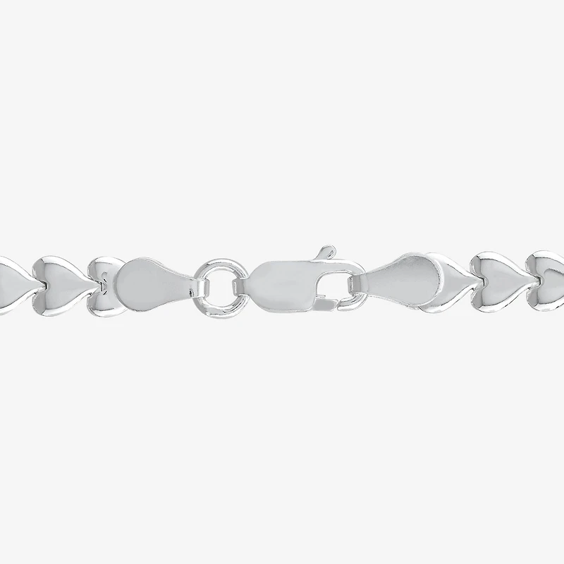 Made in Italy Womens Sterling Silver 9 Inch Stampato Chain Bracelet
