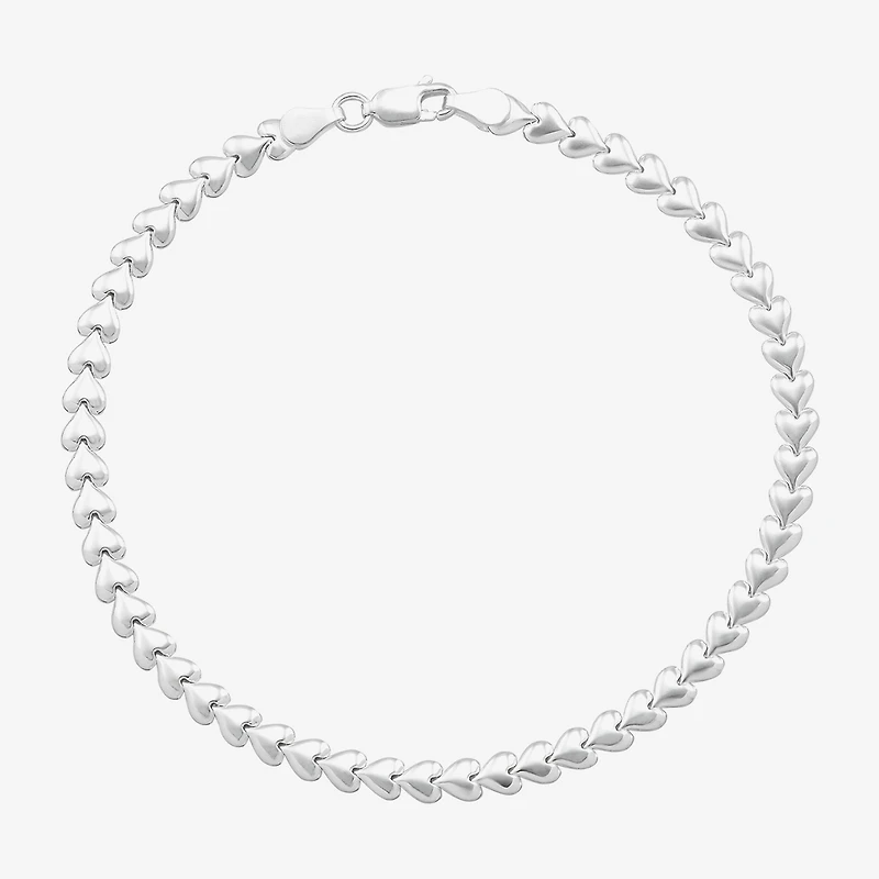 Made in Italy Womens Sterling Silver 9 Inch Stampato Chain Bracelet
