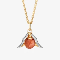 Harry Potter (F / Si2) Womens Lab Grown Diamond Accent Genuine Sunstone 14K Two Tone Gold Over Silver 18 Inch Pendant Necklace
