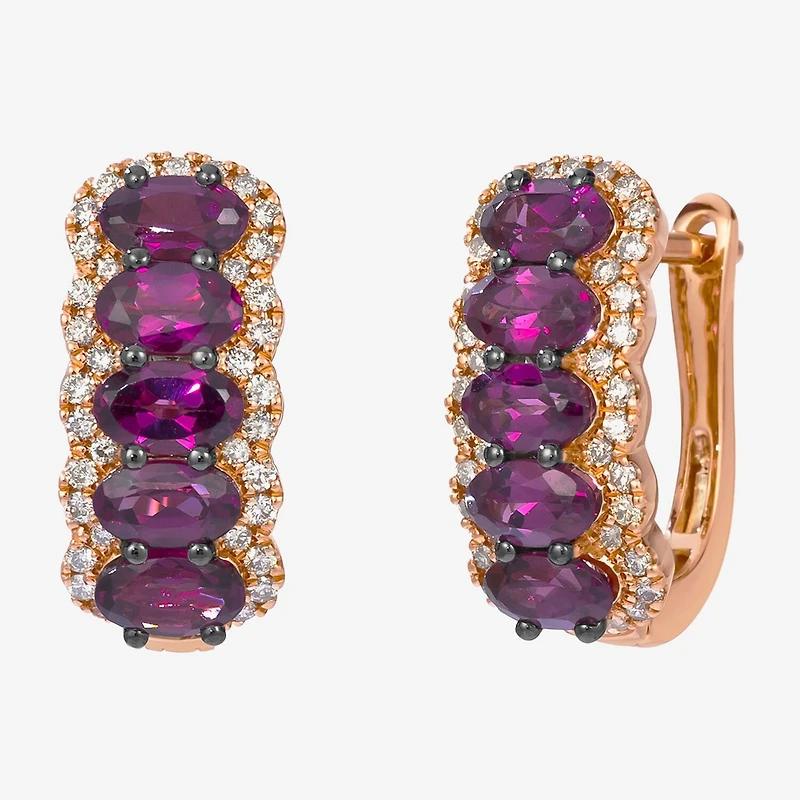Le Vian Grand Sample Sale Le Vian Grand Sample Sale Limited Quantities! Womens 3/8 CT. T.W. Genuine Red Rhodolite 14K Rose Gold 16.3mm Hoop Earrings