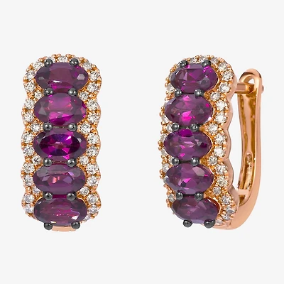 Le Vian Grand Sample Sale Le Vian Grand Sample Sale Limited Quantities! Womens 3/8 CT. T.W. Genuine Red Rhodolite 14K Rose Gold 16.3mm Hoop Earrings
