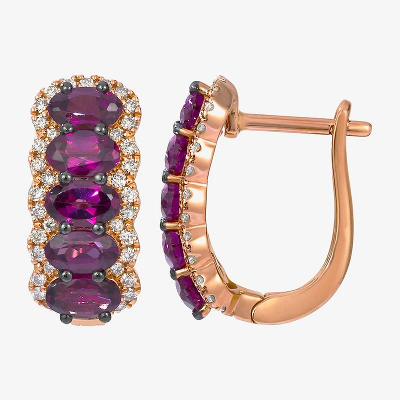 Le Vian Grand Sample Sale Le Vian Grand Sample Sale Limited Quantities! Womens 3/8 CT. T.W. Genuine Red Rhodolite 14K Rose Gold 16.3mm Hoop Earrings