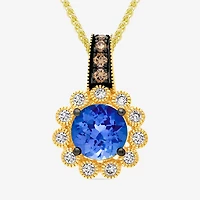 Le Vian Grand Sample Sale Le Vian Grand Sample Sale Limited Quantities! Womens 1/3 CT. T.W. Genuine Blue Tanzanite 14K Gold Round 20 Inch Pendant Necklace