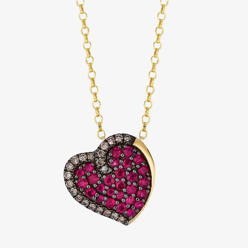 Le Vian Grand Sample Sale Le Vian Grand Sample Sale Limited Quantities! Womens 1/5 CT. Genuine Red Ruby 14K Gold Heart 19 Inch Pendant Necklace