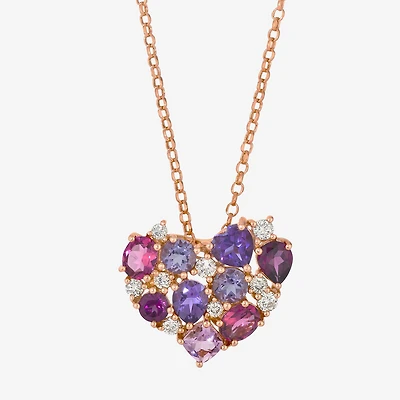 Le Vian Grand Sample Sale Le Vian Grand Sample Sale Limited Quantities! Womens 1/3 CT. T.W. Genuine Multi Color Amethyst 14K Rose Gold Heart 19 Inch Pendant Necklace