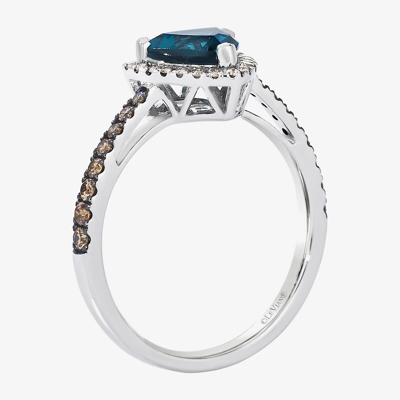 Le Vian Grand Sample Sale Le Vian Grand Sample Sale Limited Quantities! Womens 3/8 CT. T.W. Genuine Blue Topaz 14K White Gold Triangle Halo Side Stone Cocktail Ring