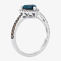 Le Vian Grand Sample Sale Le Vian Grand Sample Sale Limited Quantities! Womens 3/8 CT. T.W. Genuine Blue Topaz 14K White Gold Triangle Halo Side Stone Cocktail Ring