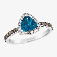 Le Vian Grand Sample Sale Le Vian Grand Sample Sale Limited Quantities! Womens 3/8 CT. T.W. Genuine Blue Topaz 14K White Gold Triangle Halo Side Stone Cocktail Ring