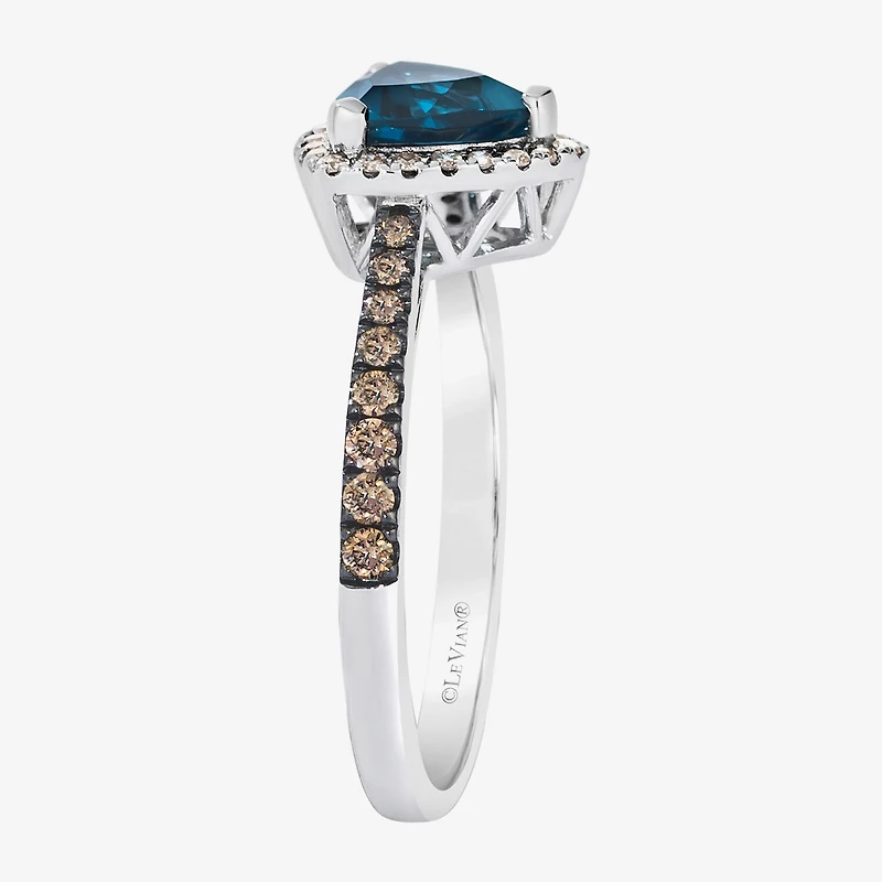Le Vian Grand Sample Sale Le Vian Grand Sample Sale Limited Quantities! Womens 3/8 CT. T.W. Genuine Blue Topaz 14K White Gold Triangle Halo Side Stone Cocktail Ring
