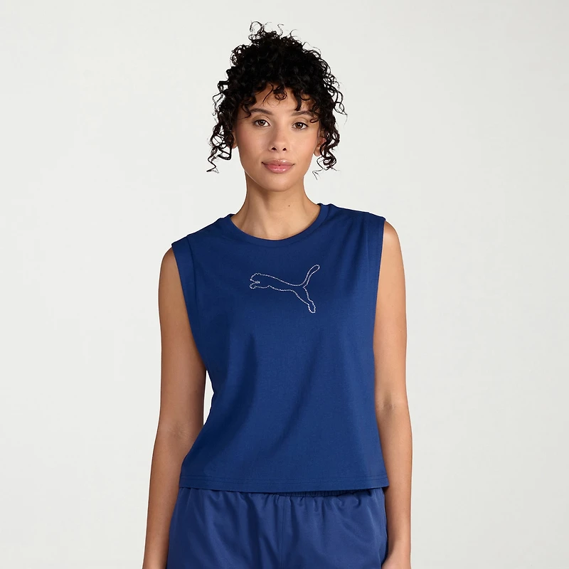 PUMA Womens Crew Neck Sleeveless Active Tank Top