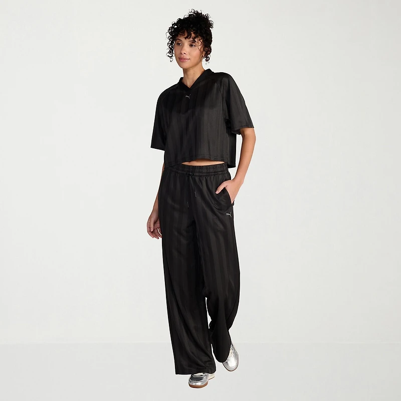PUMA Womens Wide Leg Mid Rise Relaxed Fit Drawstring Pant