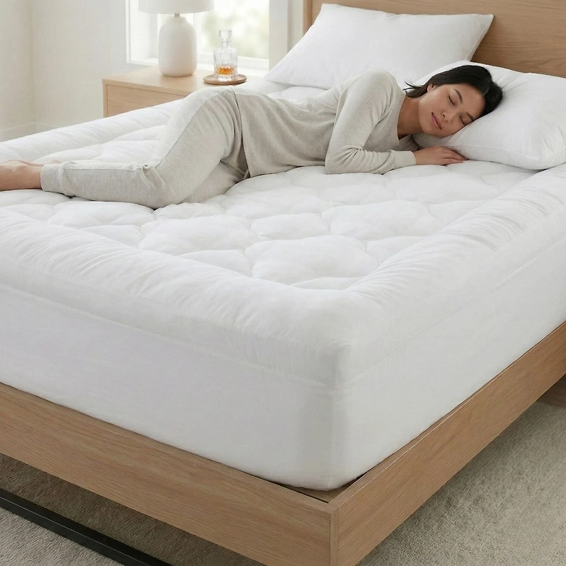 Ella Jayne Lofty 100% Cotton Plush Gel Fiber Filled Mattress Topper