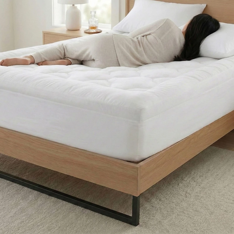 Ella Jayne Lofty 100% Cotton Plush Gel Fiber Filled Mattress Topper