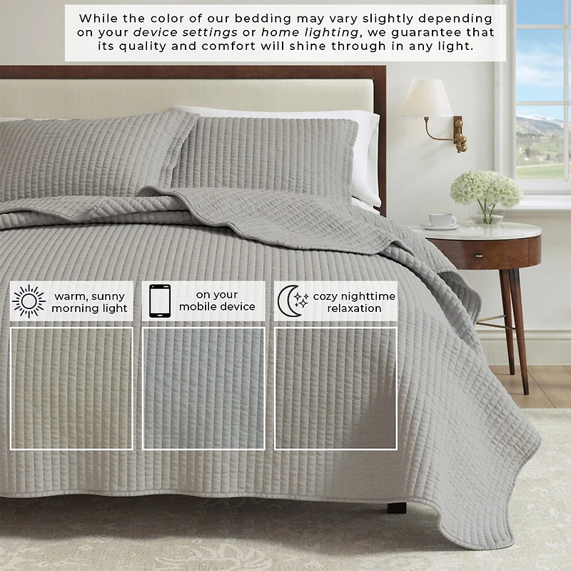 Linery Detailed Channel Stitch Reversible Quilt Set