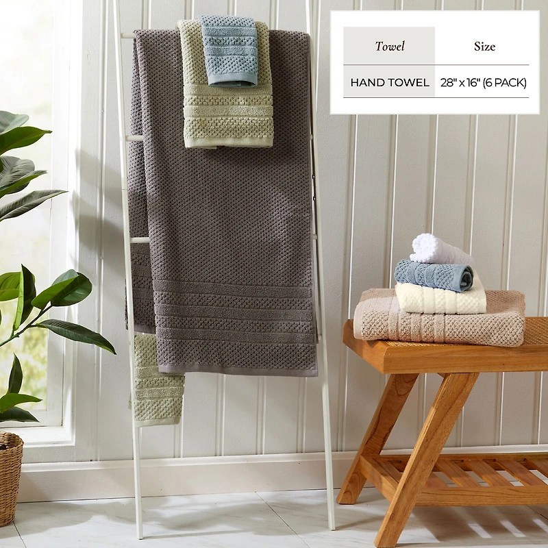Linery Cotton Checkered Weave 6-pc. Quick Dry Hand Towel Set