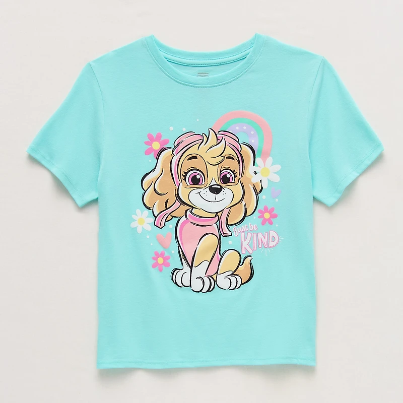 Little & Big Kid Girls Crew Neck Short Sleeve Regular Fit Paw Patrol Graphic T-Shirt