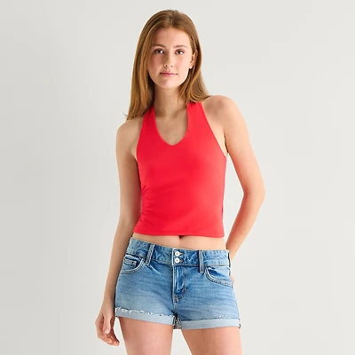 Arizona Womens Juniors Halter Neck Sleeveless Tank Top