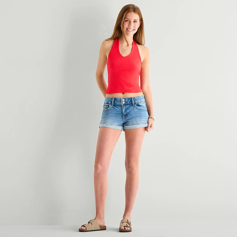 Arizona Womens Juniors Halter Neck Sleeveless Tank Top