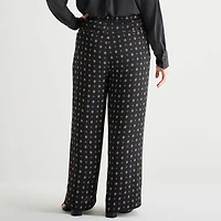Liz Claiborne Womens Plus Wide Leg Mid Rise Pull-On Pant