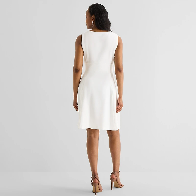 Black Label by Evan-Picone Womens Crew Neck Sleeveless Fit + Flare Dress